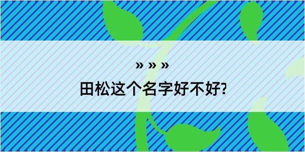 田松这个名字好不好?