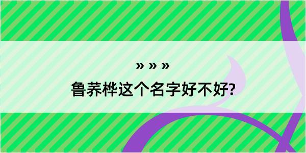 鲁荞桦这个名字好不好?