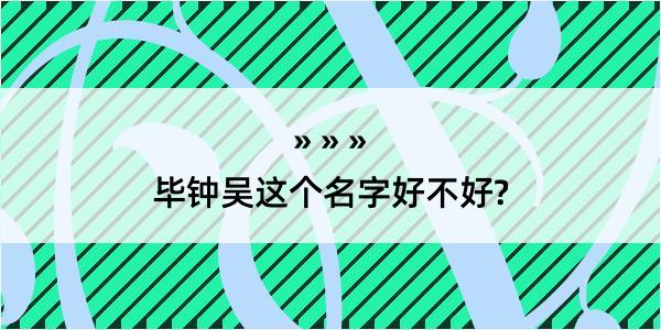 毕钟吴这个名字好不好?