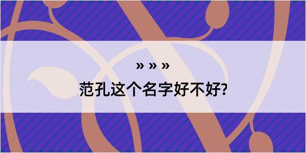 范孔这个名字好不好?