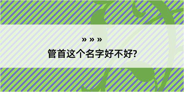 管首这个名字好不好?