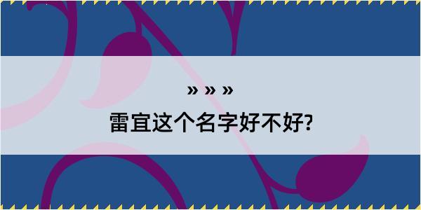 雷宜这个名字好不好?