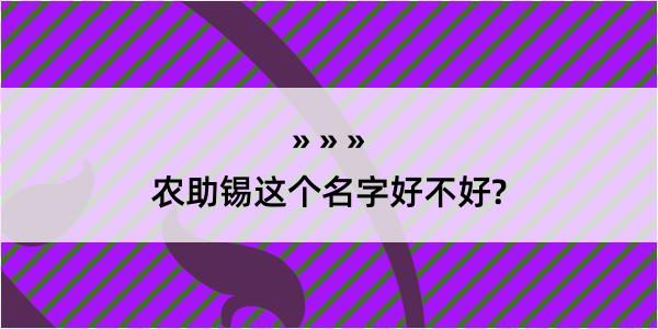 农助锡这个名字好不好?