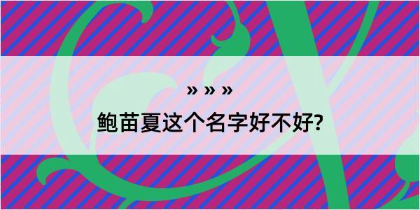 鲍苗夏这个名字好不好?