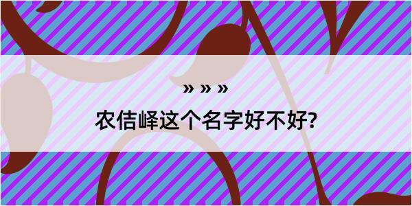 农佶峄这个名字好不好?