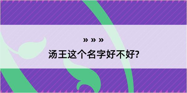 汤王这个名字好不好?