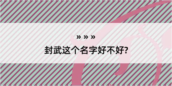 封武这个名字好不好?