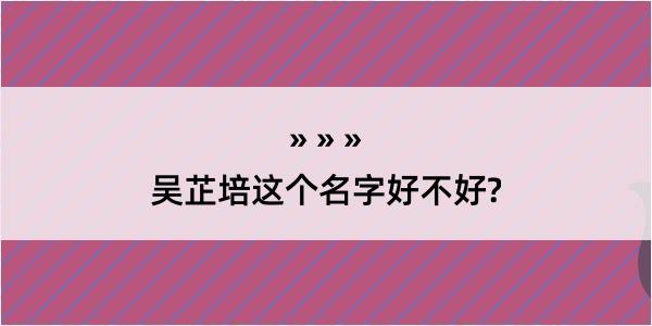 吴芷培这个名字好不好?