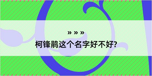 柯锋鹃这个名字好不好?