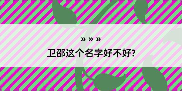 卫邵这个名字好不好?