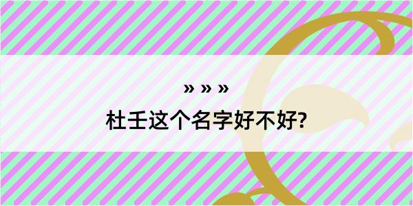 杜壬这个名字好不好?