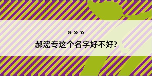 郝浤专这个名字好不好?