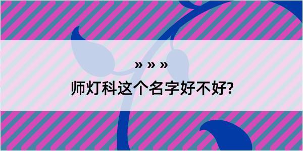 师灯科这个名字好不好?