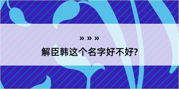 解臣韩这个名字好不好?