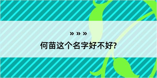 何苗这个名字好不好?