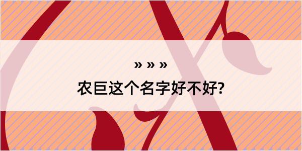 农巨这个名字好不好?