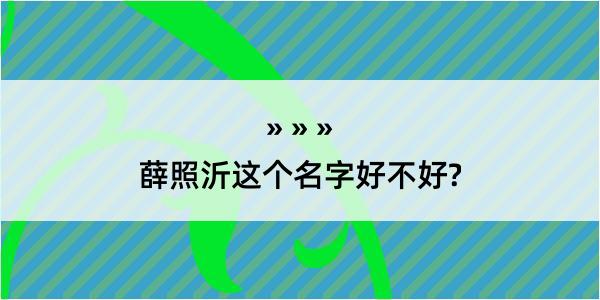 薛照沂这个名字好不好?