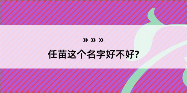 任苗这个名字好不好?