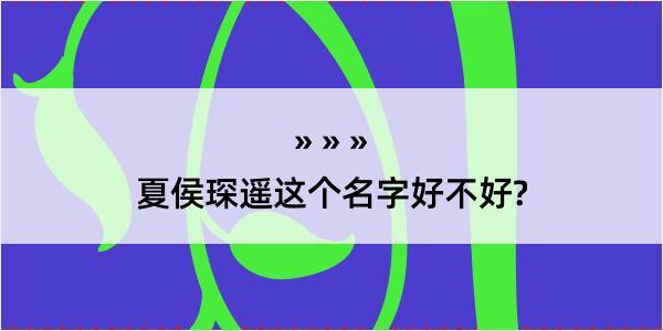 夏侯琛遥这个名字好不好?