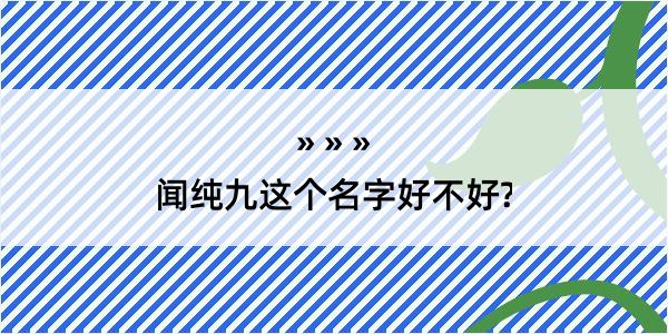 闻纯九这个名字好不好?