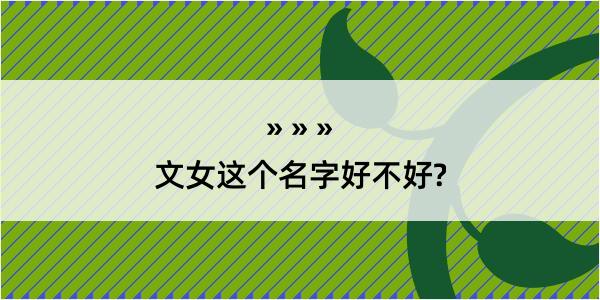 文女这个名字好不好?