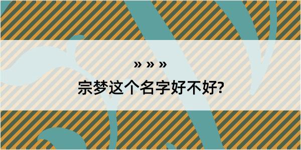 宗梦这个名字好不好?