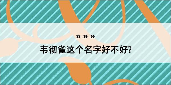 韦彻雀这个名字好不好?