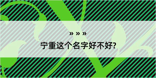 宁重这个名字好不好?