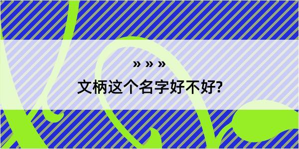 文柄这个名字好不好?