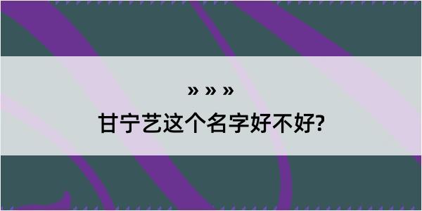 甘宁艺这个名字好不好?