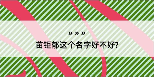 苗钜郁这个名字好不好?