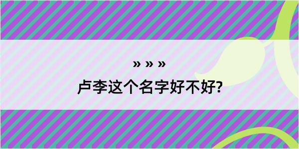 卢李这个名字好不好?