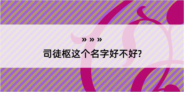 司徒枢这个名字好不好?