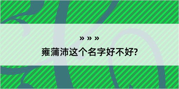 雍蒲沛这个名字好不好?