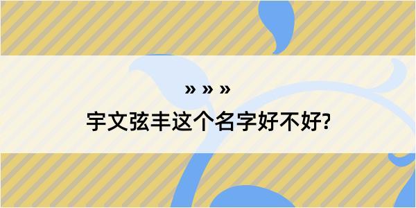 宇文弦丰这个名字好不好?