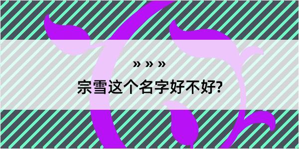 宗雪这个名字好不好?