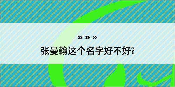 张曼翰这个名字好不好?