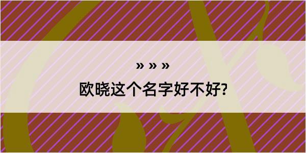 欧晓这个名字好不好?