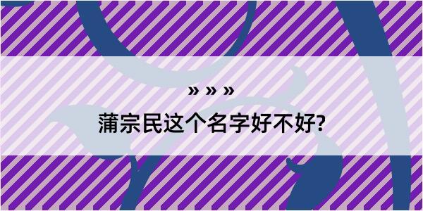 蒲宗民这个名字好不好?