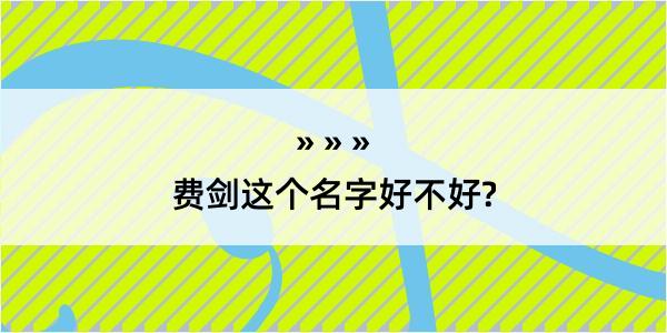 费剑这个名字好不好?