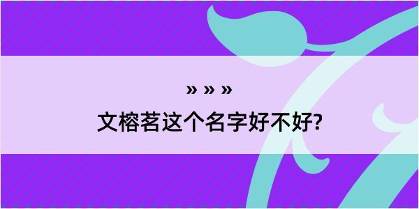 文榕茗这个名字好不好?