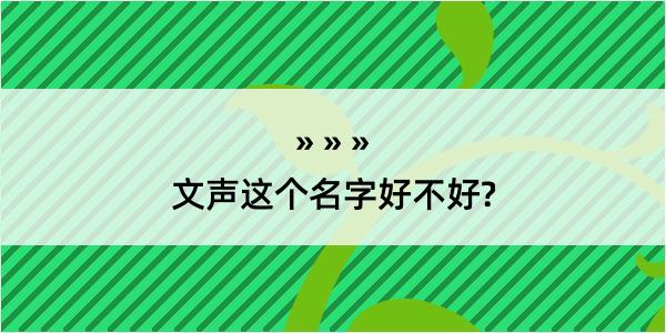 文声这个名字好不好?