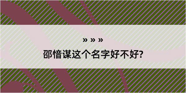 邵愔谋这个名字好不好?