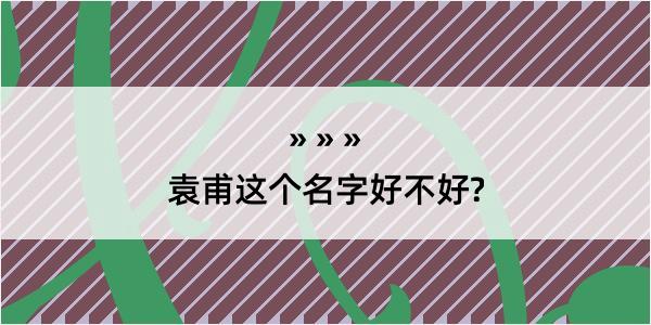 袁甫这个名字好不好?