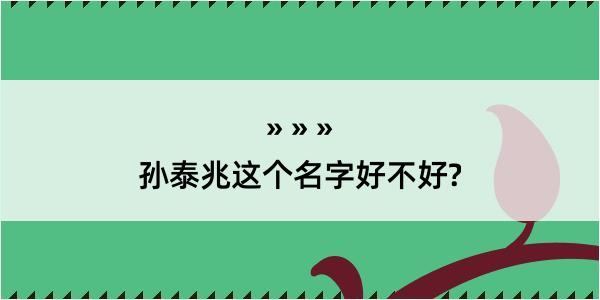 孙泰兆这个名字好不好?