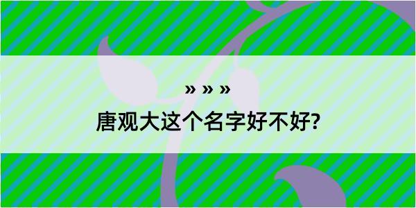 唐观大这个名字好不好?