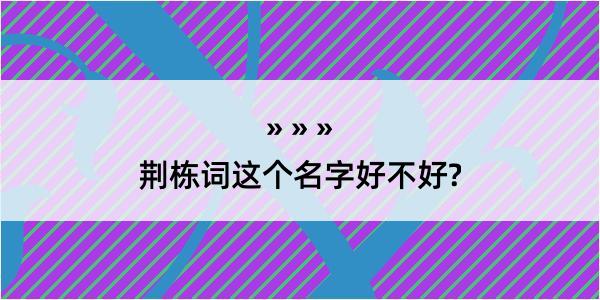 荆栋词这个名字好不好?