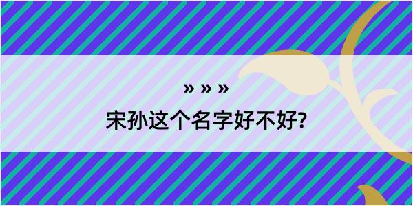 宋孙这个名字好不好?