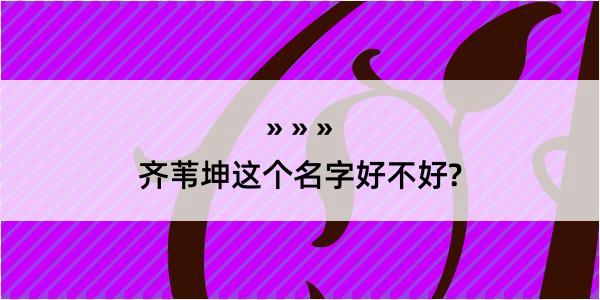 齐苇坤这个名字好不好?