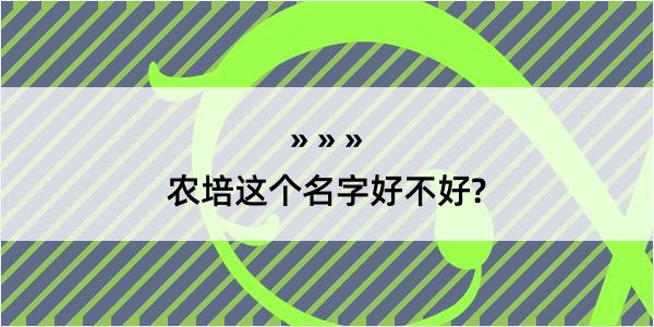 农培这个名字好不好?